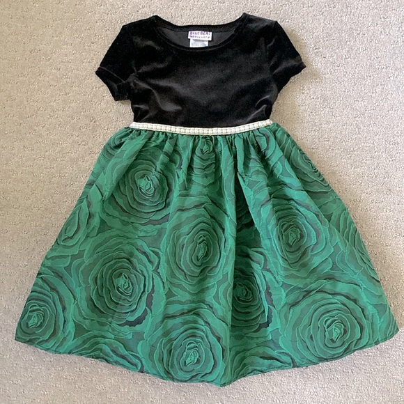 BLUEBERI BOULEVARD green jacquard party dress, 6. - Picture 1 of 8